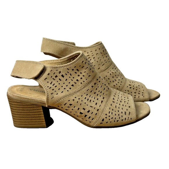 Sonoma Open Toe Pierced Sandals 8 Beige Block Heel Ankle Straps Vitalize Shoes - Picture 1 of 9